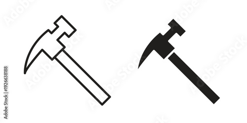 Hammer icon collection with multiple styles. EPS10