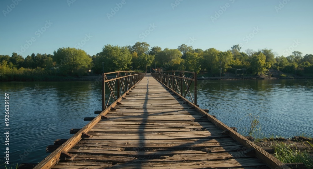 Fototapeta premium Timber bridge with critical safety faults needing urgent attention