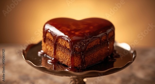 Heart cake with glossy egg ...