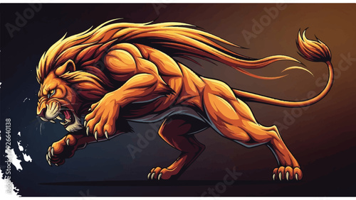 Illustration of a Majestic Lion in Action.