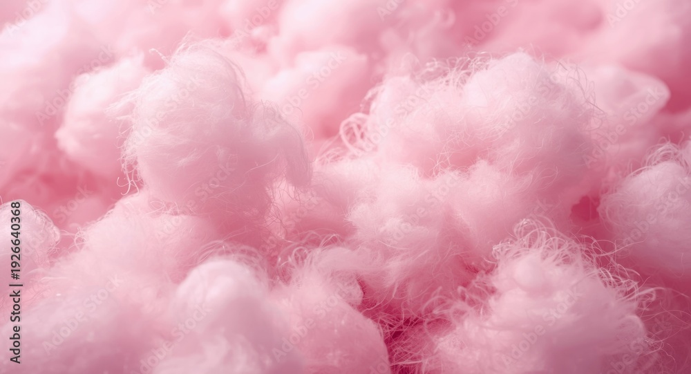Fototapeta premium Pink fluffy cotton wool surface background designed with candyfloss feel and copy space