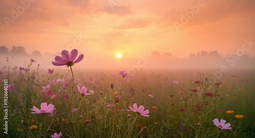 Pink cosmos flowers blossom...