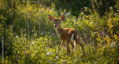 Merry fawn wandering throug...