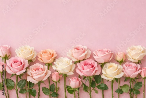 primer plano de flores sobre fondo rosa pastel. banner