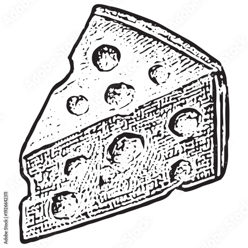 Cheese Slice Hand-Drawn for Summer Picnic Food Essentials