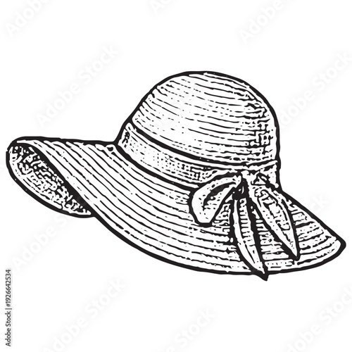 Wide Brim Sun Hat Illustration for Summer Picnic Essentials