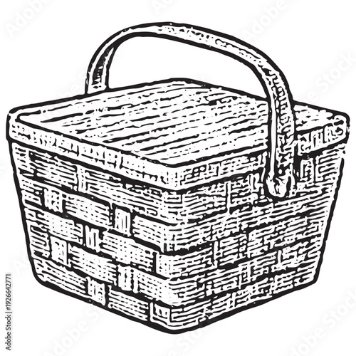 Classic Picnic Basket Box Vector for Summer Essentials