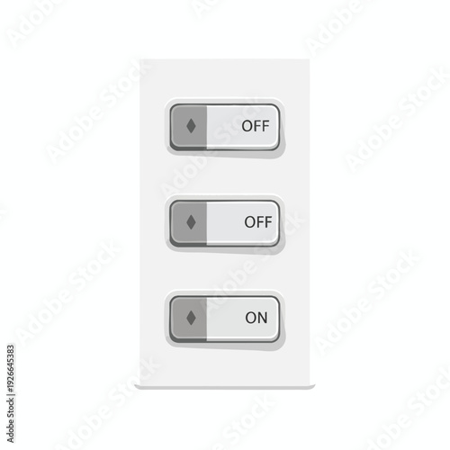 Close up of Three Toggle Light Switches for Home or Office Decor