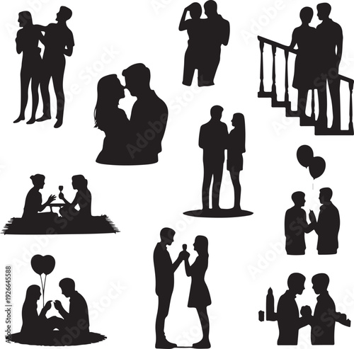 couples in love silhouettes collection for valentines day