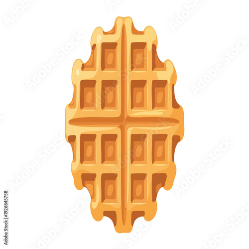 Delicious Belgian style Waffle on White Background