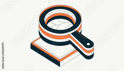 A colorful vector graphic of a magnifying glass on a book, symbolizing search and investigation