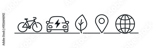 Sustainable urban mobility and eco-friendly transportation planning reducing emissions and improving city life quality in modern communities, bicycle