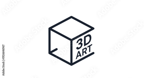 3D art cube graphic design element.