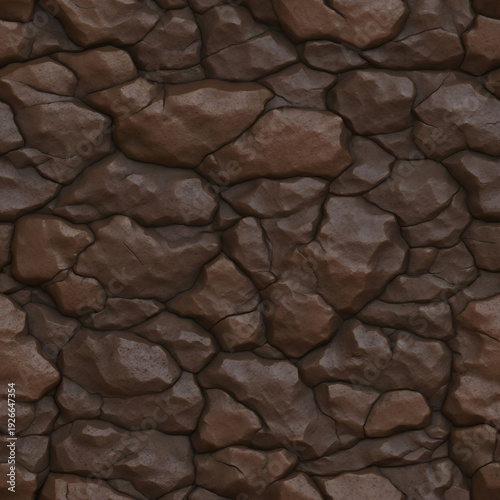 Seamless Dark Cracked Earth Mud Texture - Digitally Generated Background
