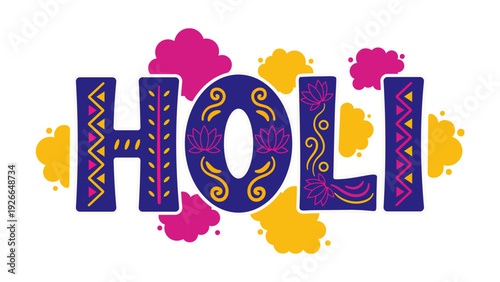 Vibrant Holi celebration with colorful powder and decorations in a festive environment