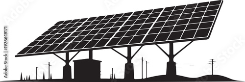 Solar panel on supports with electrical towers photovoltaic panel