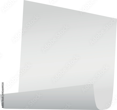 Curled paper page mockup. White blank sheet