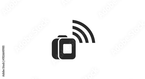 Camera with wifi signal icon.