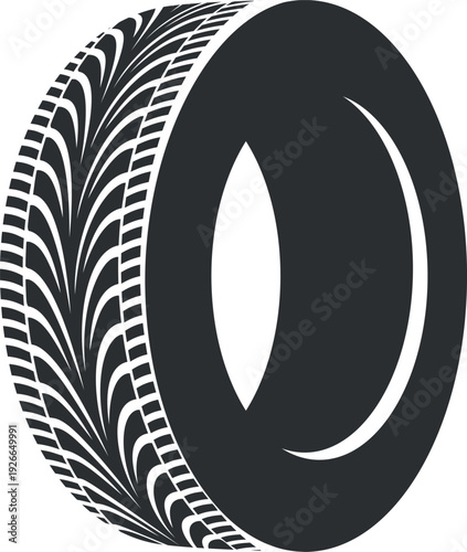 Rubber tire black icon. Car circle logo