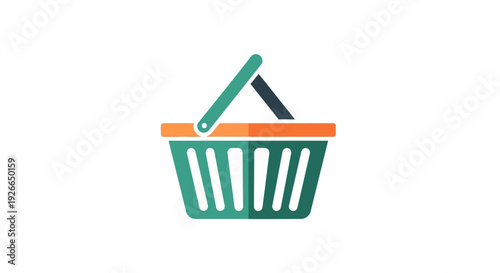 Green Shopping Basket Icon Symbol.