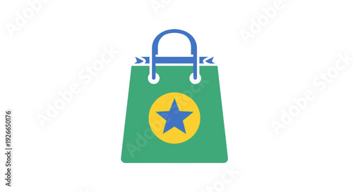 Green shopping bag with star logo.