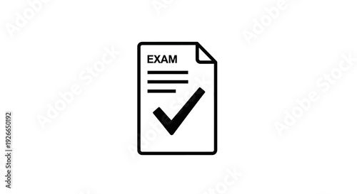 Check mark on exam paper sheet.