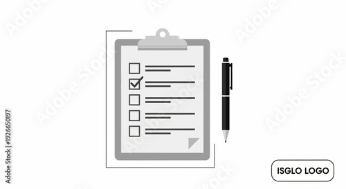 Checklist on clipboard with pen.