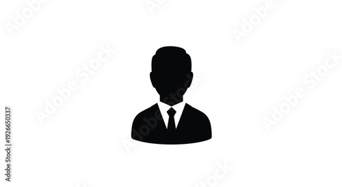 A stark black silhouette of a man in a suit and tie silhouette