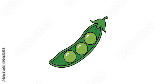 Green pea pod with peas inside.