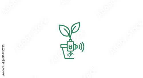 Green plant growing in pot icon.