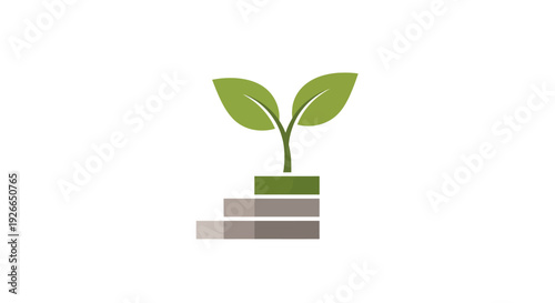 Green plant sprout with leaves growing.