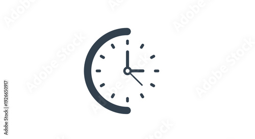 Clock Face with Black Hands.