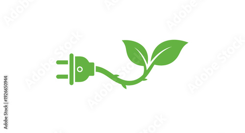 Green power plug with leaf.