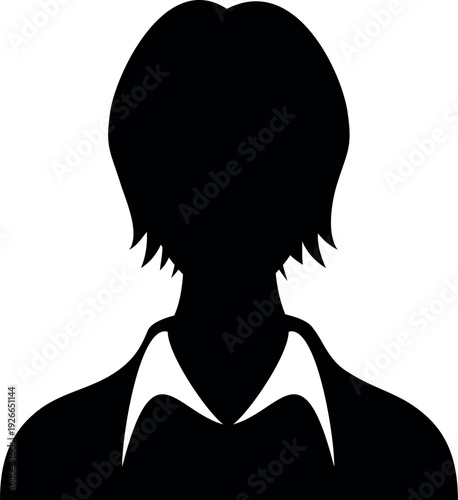 Office female worker avatar. Black face silhouette