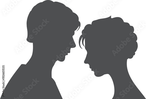 Couple black silhouette. Love symbol. Face shapes