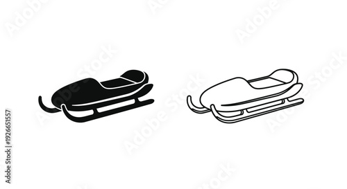 Two sled illustrations one solid and one outlined a striking silhouette