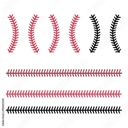 Baseball Stitching Lines and Curves seams vector