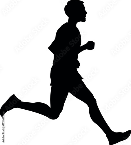Running man black shape. Sport exercise icon