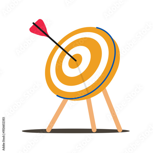 Target with arrow 3d isometric for goal achievement, successful business strategy, hitting aim, bullseye symbol and accuracy, find problem solution, objective and focus concept