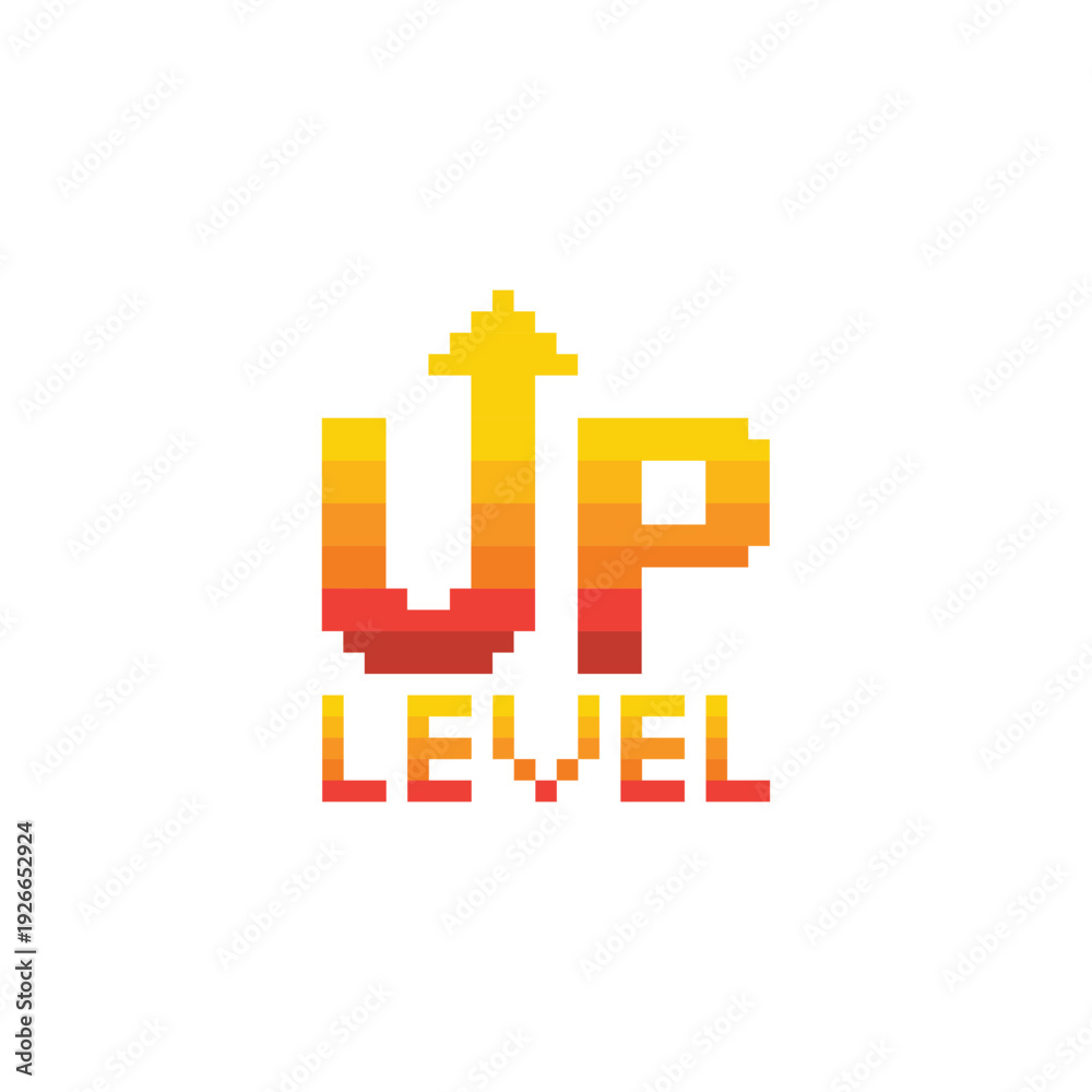 Obraz premium pixel art up arrow progress 8 bit vector icon for computer game, logo