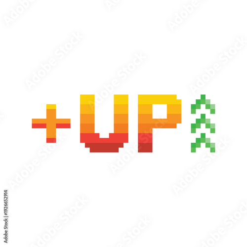 pixel art level up arrow 8 bit vector icon for computer game, logo