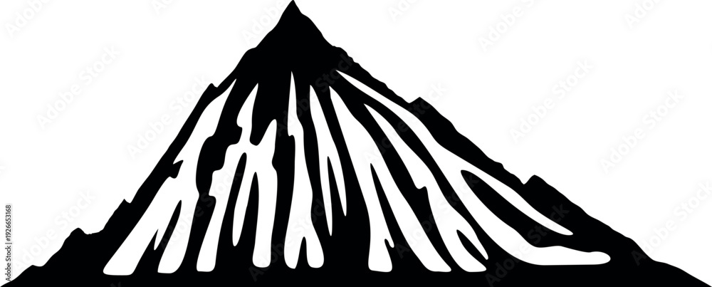 Fototapeta premium Rock mountain black icon. Hill landscape element