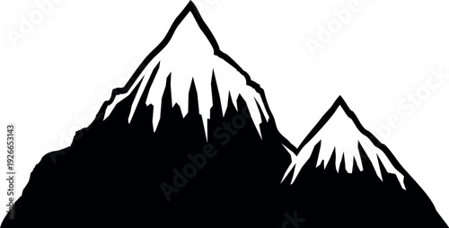 Ice peak black icon. High mountain symbol