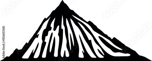 Rock mountain black icon. Hill landscape element