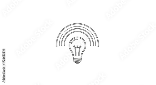 Light Bulb Emitting Energy Waves Illustration.