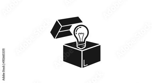 Light Bulb Emerging from Open Box.