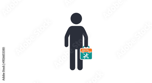 Person Holding Briefcase Silhouette Icon.