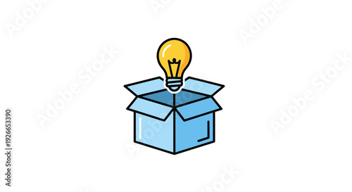 Light Bulb in Blue Cardboard Box.