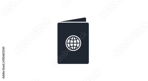 Passport with globe symbol on cover.