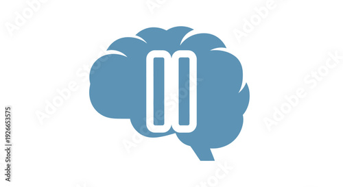 Pause brain thinking mind symbol icon.